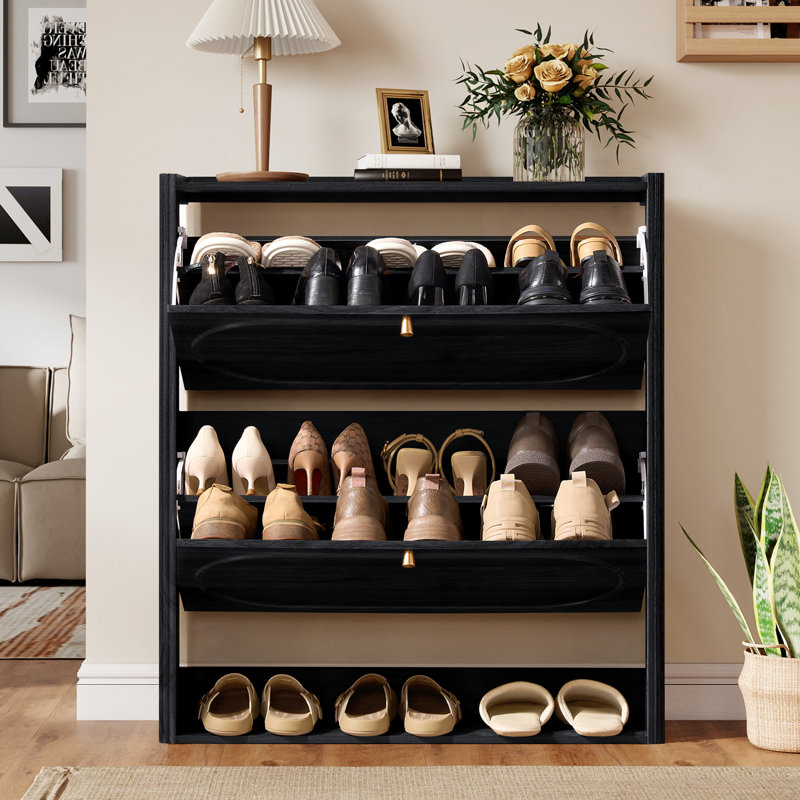 20 Pair Shoe Storage Cabinet, Black