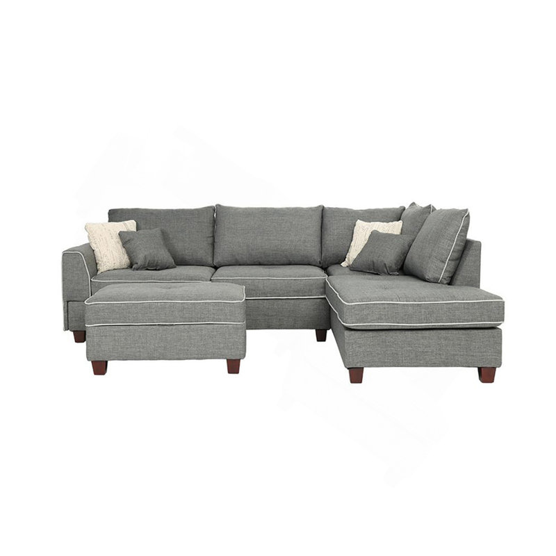 Canapé modulaire réversible en tissu avec repose-pieds Dorris, gris acier