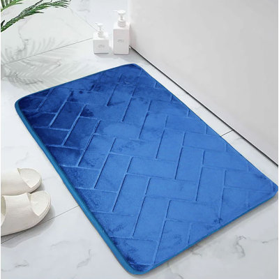16"x24" - Blue Geometric Memory Foam Soft Comfortable Ultra Absorbent Non-slip Bath Mat