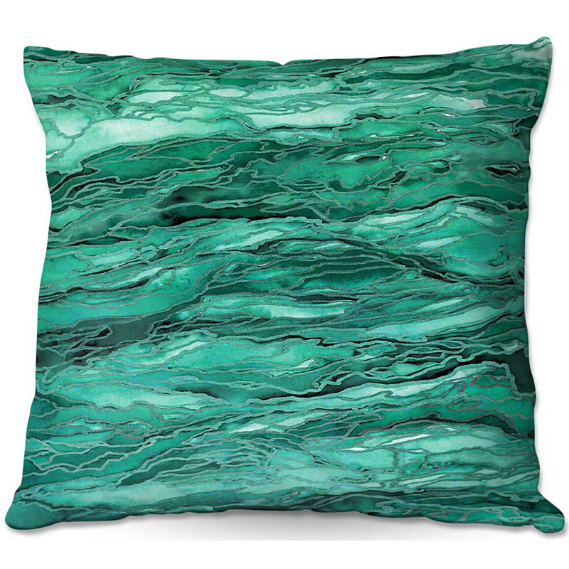 Reversible Throw Pillow, 18" x 18", Mint/Emerald/Green
