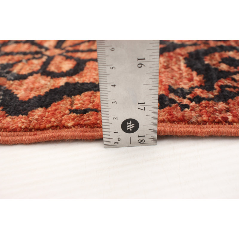 Tapis décoratif en laine noué à la main de conception unique 4 pi x 5 pi 11 po Dhaani New Age