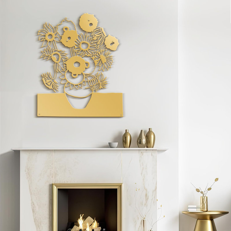 Décoration murale en métal, H 36 po x l 36 po x P 0,05 po, Or