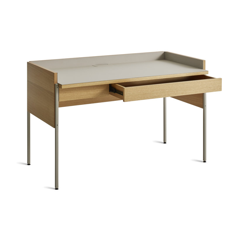 Tabloid Solid Wood Writing Desk, Putty/White Oak