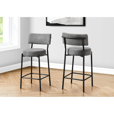 De 2 comptoirs en tissu gris et métal noir pour la cuisine, conception contemporaine avec coussin rembourré en mousse épaisse incurvée, repose-pieds de construction, 18 po L 36 po x H 36,48 po, siège 26,75 po, capacité 200 lb