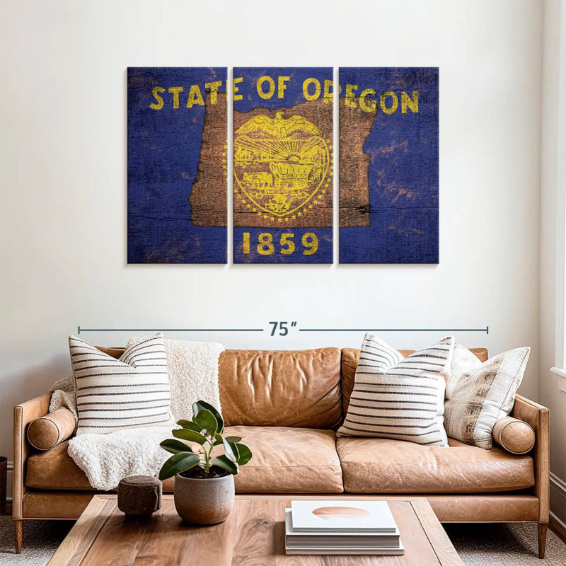 Carte d'État sur le drapeau de l'Oregon
