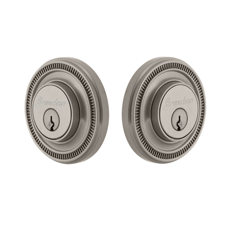 Pêne dormant à double cylindre Soleil, 2.75", Nickel satiné