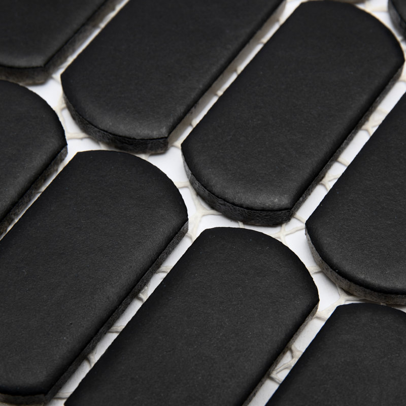 Hudson Capsule 12-1/4 In. X 13-1/8 In. Porcelain Mosaic Tile, Matte Black