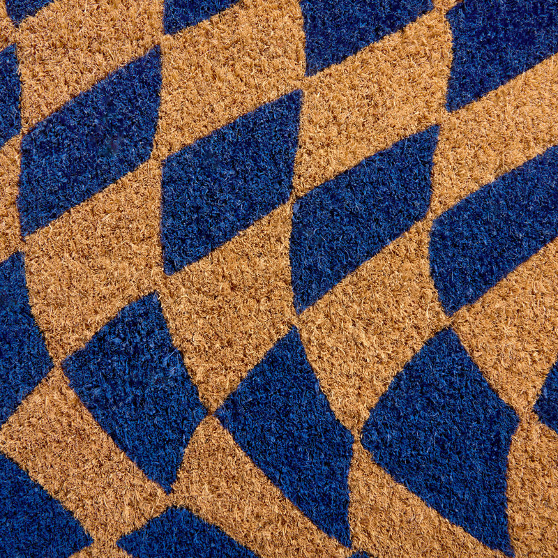 TOWN & COUNTRY LIVING Emmett Groovy Checkerboard Non-Slip Indoor Outdoor Door Mat, Blue, 0.59" H x 18" W x 30" L