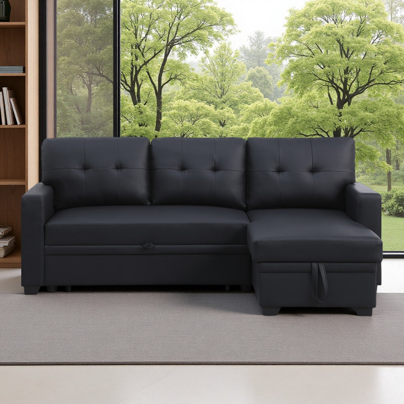 Canapé modulaire convertible rembourré avec méridienne coulissante