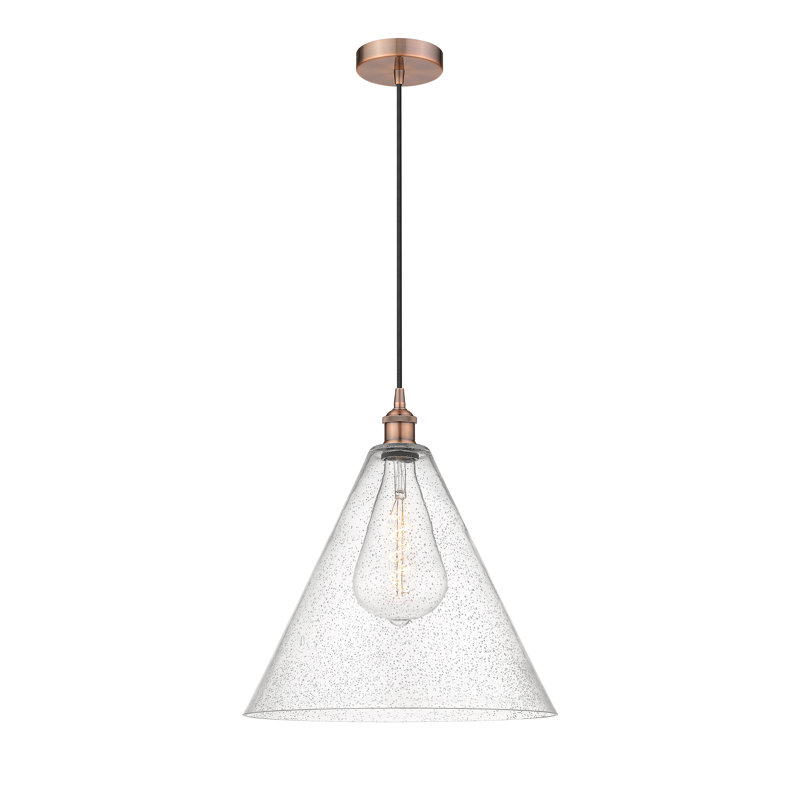 Luminaire suspendu conique à 1 lumière Bluford, Cuivre antique