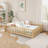 Full Size Floor Platform Bed With Fence And Door For Kids, Montessori Floor Bed Frame With Support Slats For Toddlers, Wooden Floor Bed-353269351