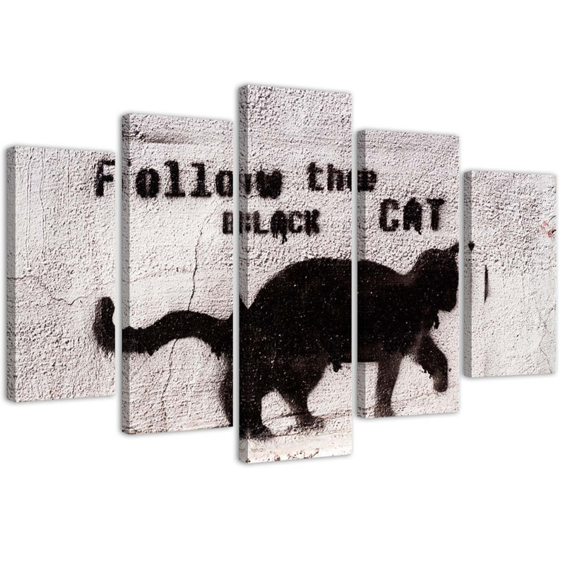 Black Cat - 5 Piece No Frame Set on Canvas