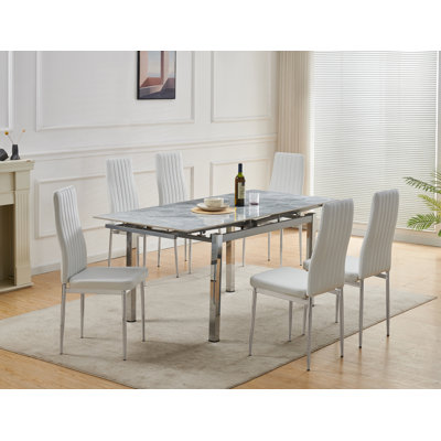 Grande Sintered Stone Extending Dining Table with 6 Monza Chairs
