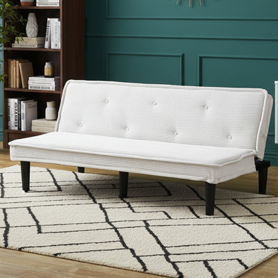 66'' W Compact Fold-Down Sofa Bed - Corduroy Upholstery - Twin Size Sleeper
