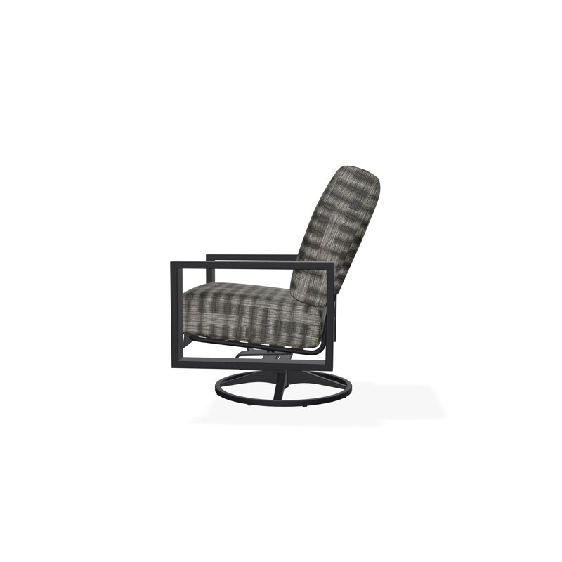 Larssen Deep Seating Cushion Swivel Rocker, Black, Illusion Plaid Onyx