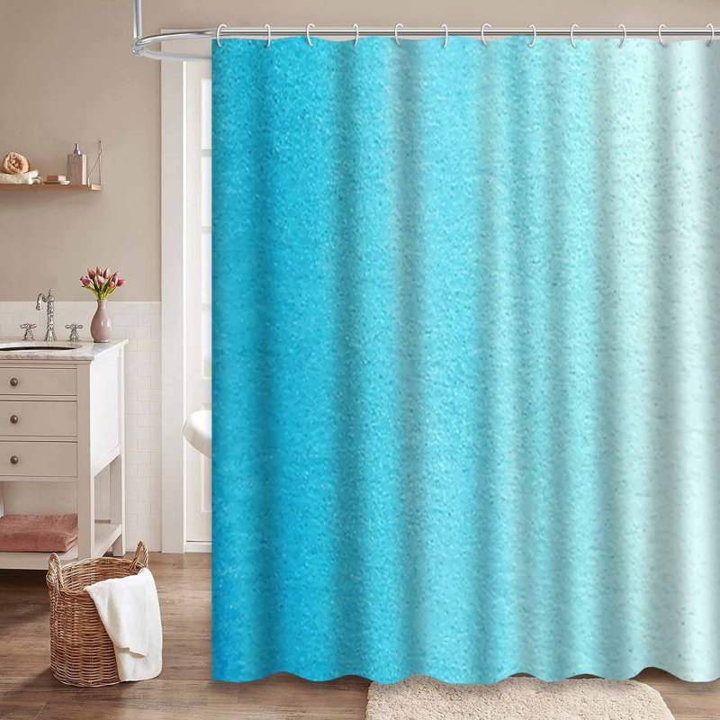 Rideau de douche abstrait rayé bleu pastel à 12 crochets, L 72 po x l 72 po