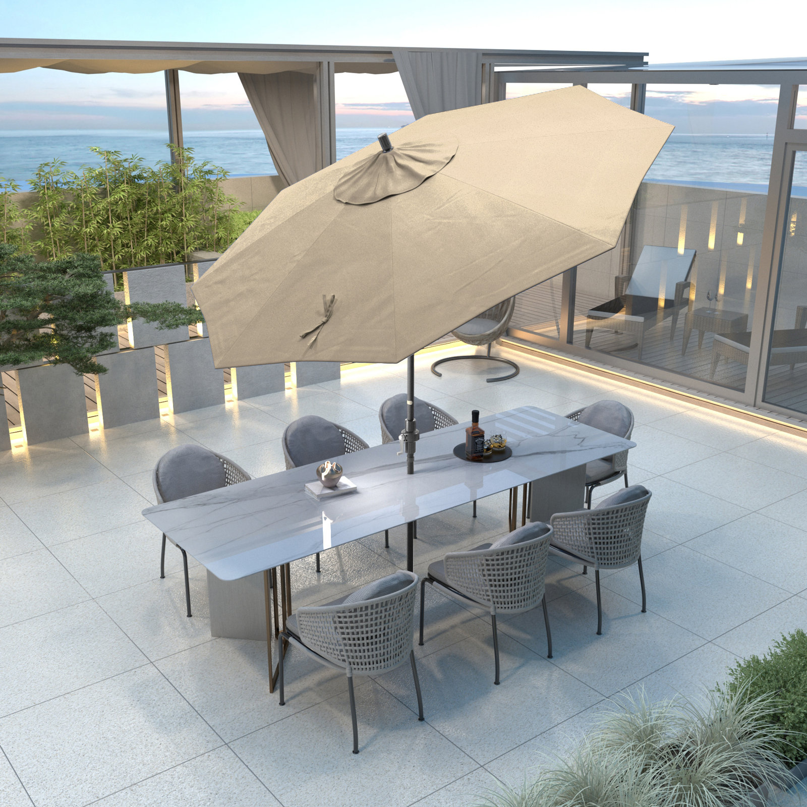 Lowri 108'' Sunbrella® Outdoor Umbrella, Antique Beige Sunbrella® Canvas