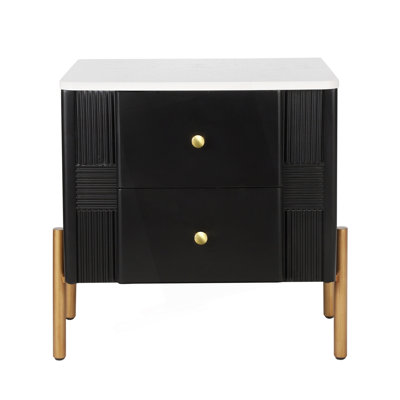 Modern Nightstand With 2 Storage Drawer, Fluted Bedside Table by George Oliver