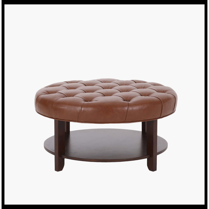 ROUND OTTOMAN, Light Brown