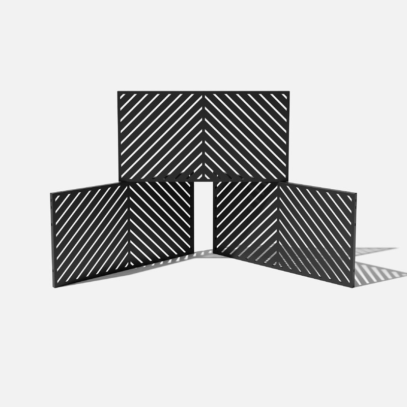 Black Modern Geometric Folding Privacy Screen Panel