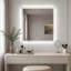 Miroir de meuble-lavabo 36 po x 36 po à DEL avec bande lumineuse givrée, 3 couleurs d'intensité variable et antibuée