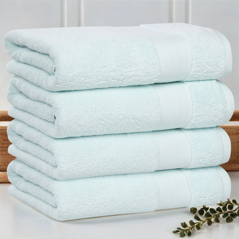 Serviette de bain en coton Aria, Turquoise poudreux