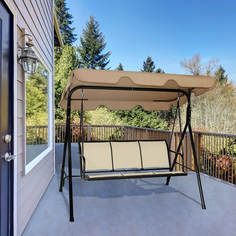 3 Person Porch Swing with Canopy, Brown