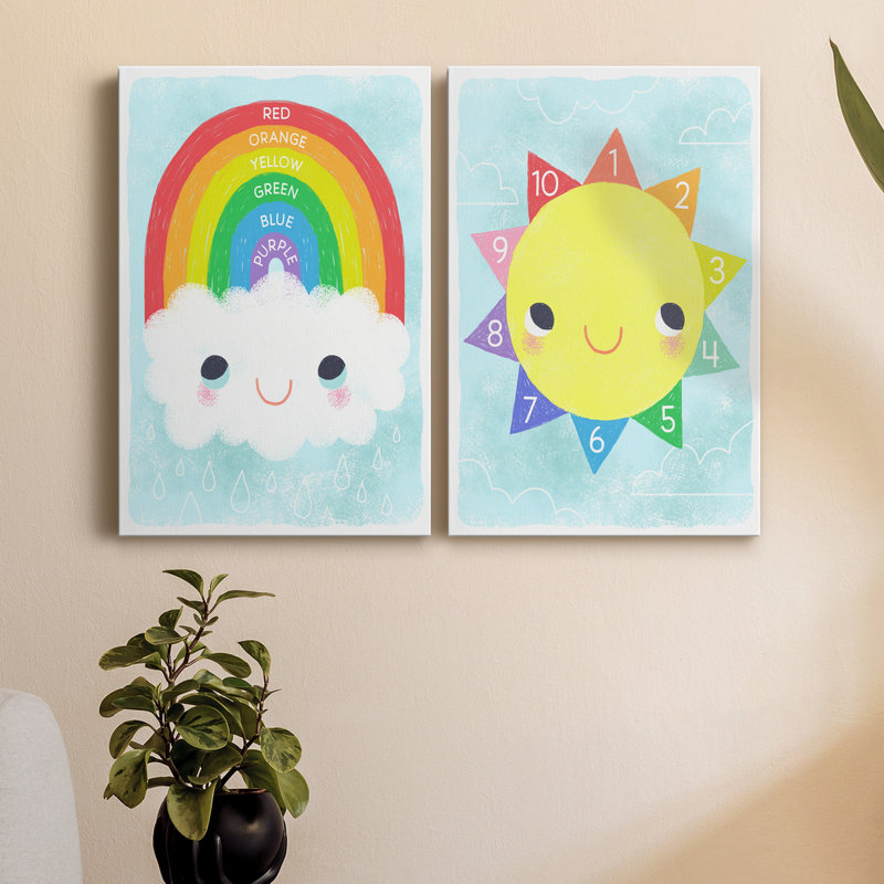 Rainbow - ensemble de 2 reproductions d'art texturé sur toile tendue, H 36 po x l 24 po x P 1 po