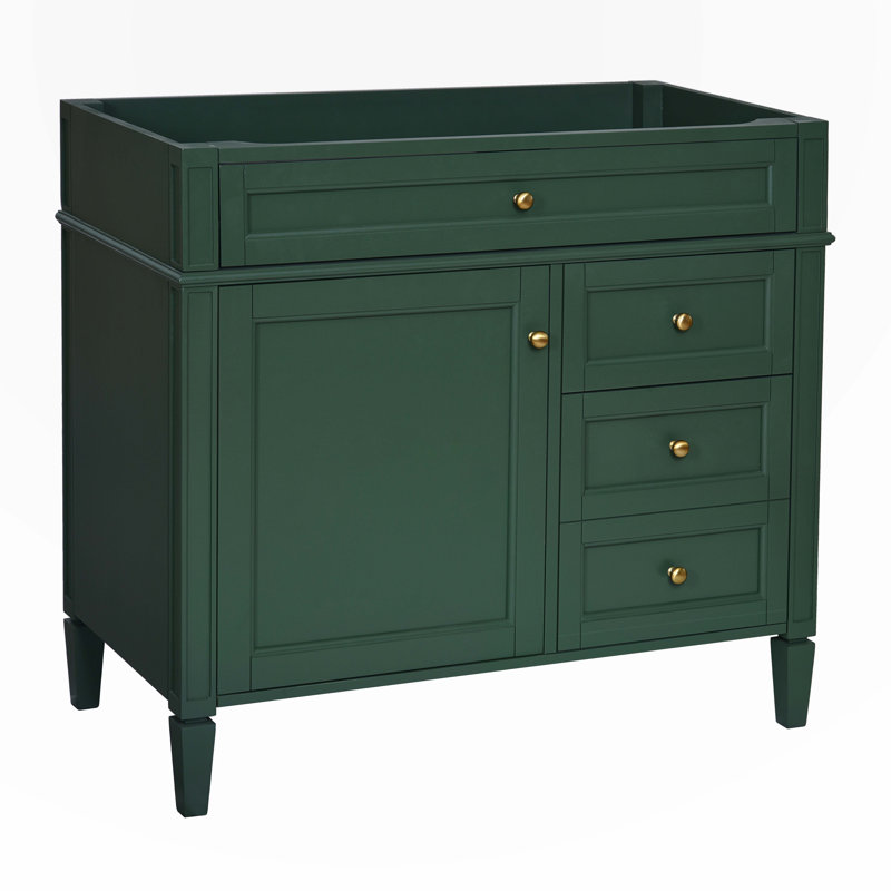 Meuble-lavabo pour salle de bain, Vert, Doré