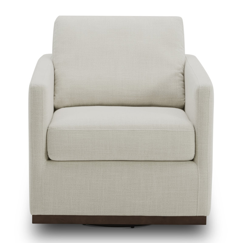 Bobbi Upholstered Swivel Armchair with Reversible Cushions, Effie Linen Performance Linen