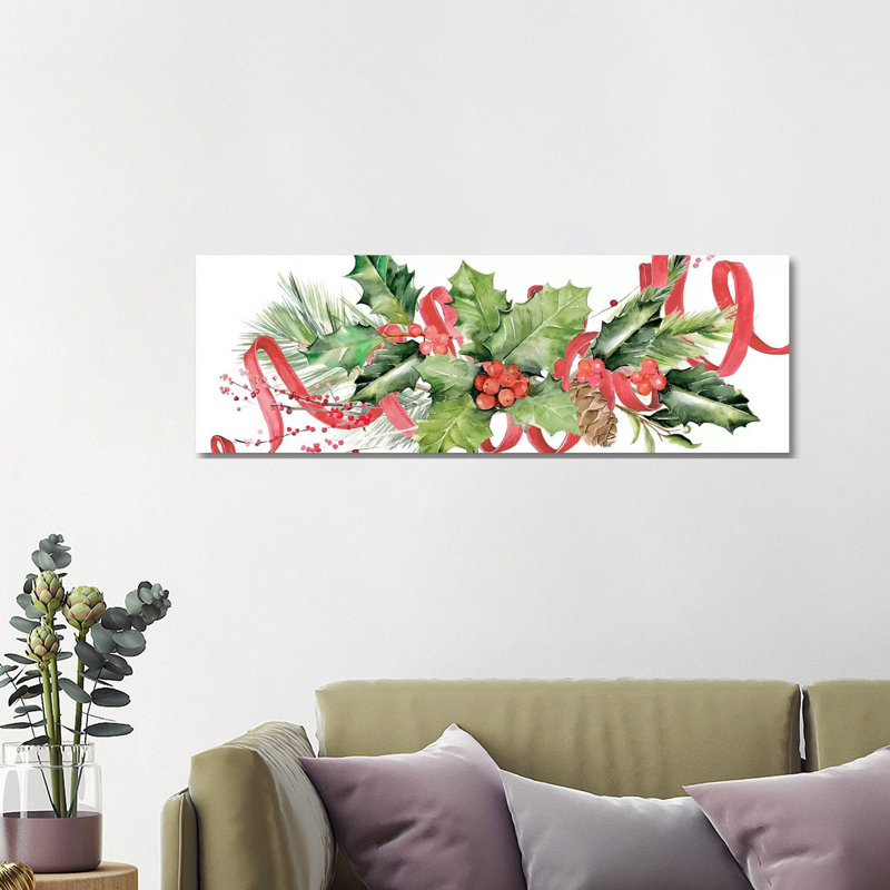 Cardinal Holly Christmas Collection D by Jennifer Paxton Parker - Wrapped Canvas Panoramic Gallery-Wrapped Canvas Giclée