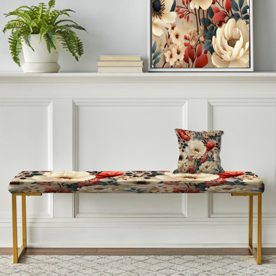 Banc de jardin rétro floral blanc Boho Floral Delights I