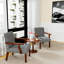 Ensemble de 2 fauteuils d'appoint en tissu avec table ronde en bois