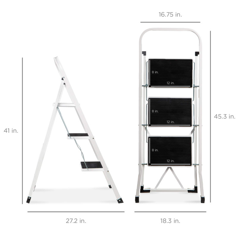 3 Step Ladder Folding Sturdy Lightweight Portable Step Stool