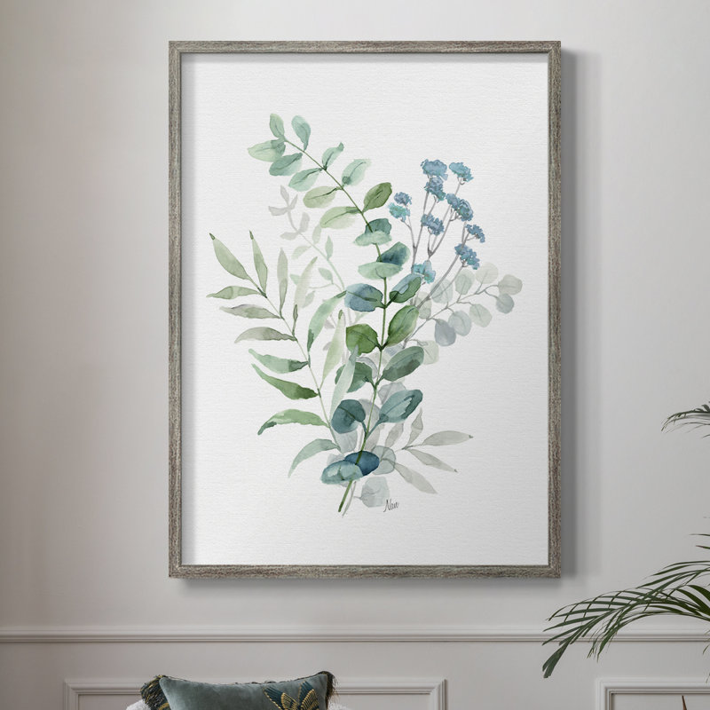 «Blue Mist Eucalyptus II», reproduction encadrée - bois massif 48638, H 15 po x l 12 po