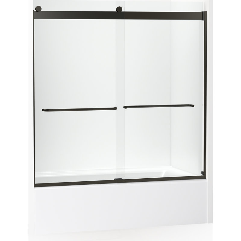 Porte de baignoire de dérivation 59,63 "x 59,75" avec technologie CleanCoat Levity, Bronze foncé anodisé, Cristal transparent