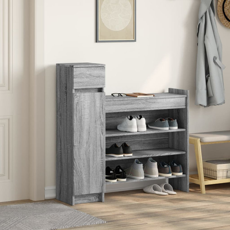 12 Pair Shoe Storage Cabinet, Grey Sonoma