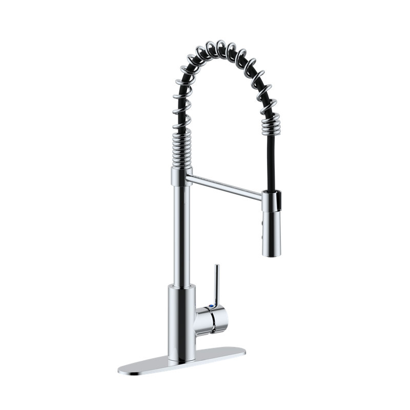 Westbrass Pull Down Spray Kitchen Faucet, Polished Chrome