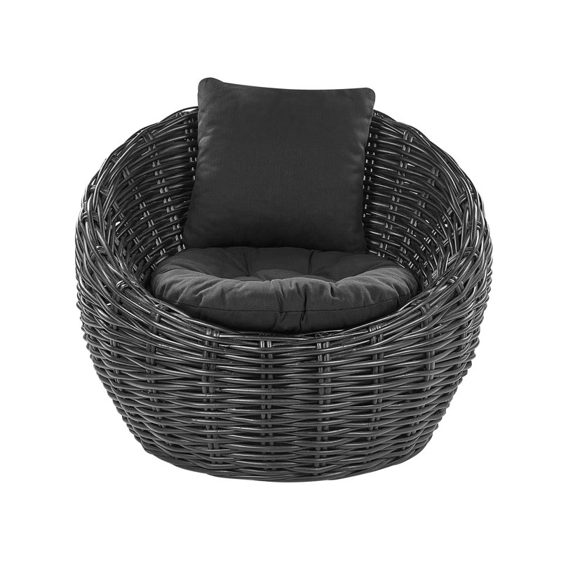 Craman Wicker Outdoor Lounge Chair, Black, Black