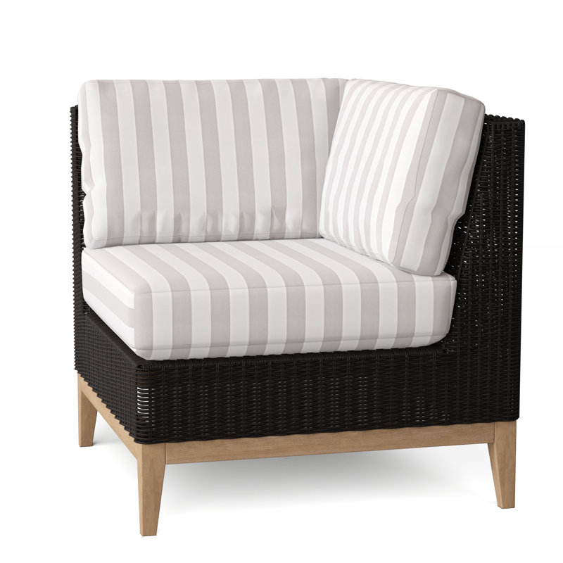 Frances Outdoor Corner Wedge Lounge Chair, Canvas Rain, Frances Black
