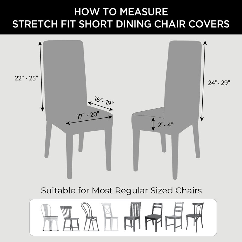 Gray Stretch Dining Chair Slipcover with Elastic Hem