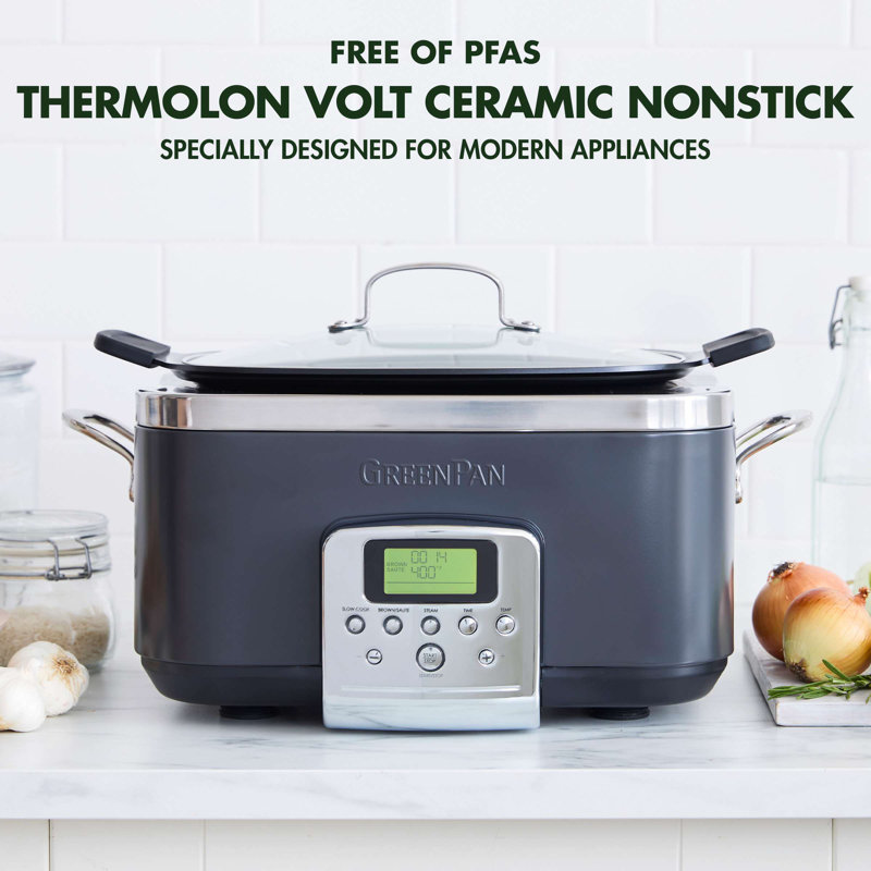 GreenPan Elite Ceramic Nonstick 6-Quart Slow Cooker, Gray