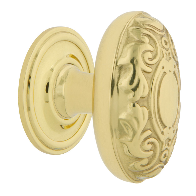 Victorian 1 3/4" Length Oval Knob, Polished Brass
