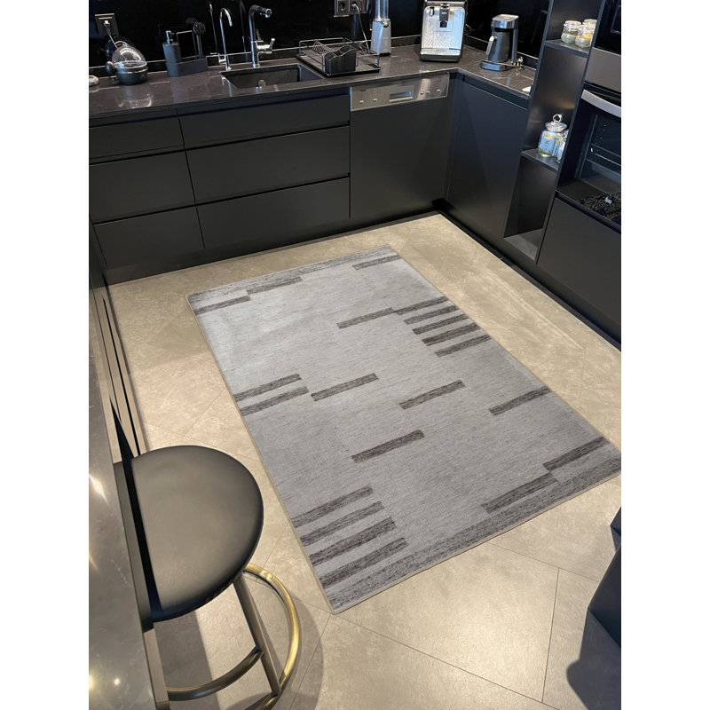 Tapis décoratif moderne à motif géométrique beige, Tapis de couloir 3 pi 3,37 po x 9 pi 10,11 po