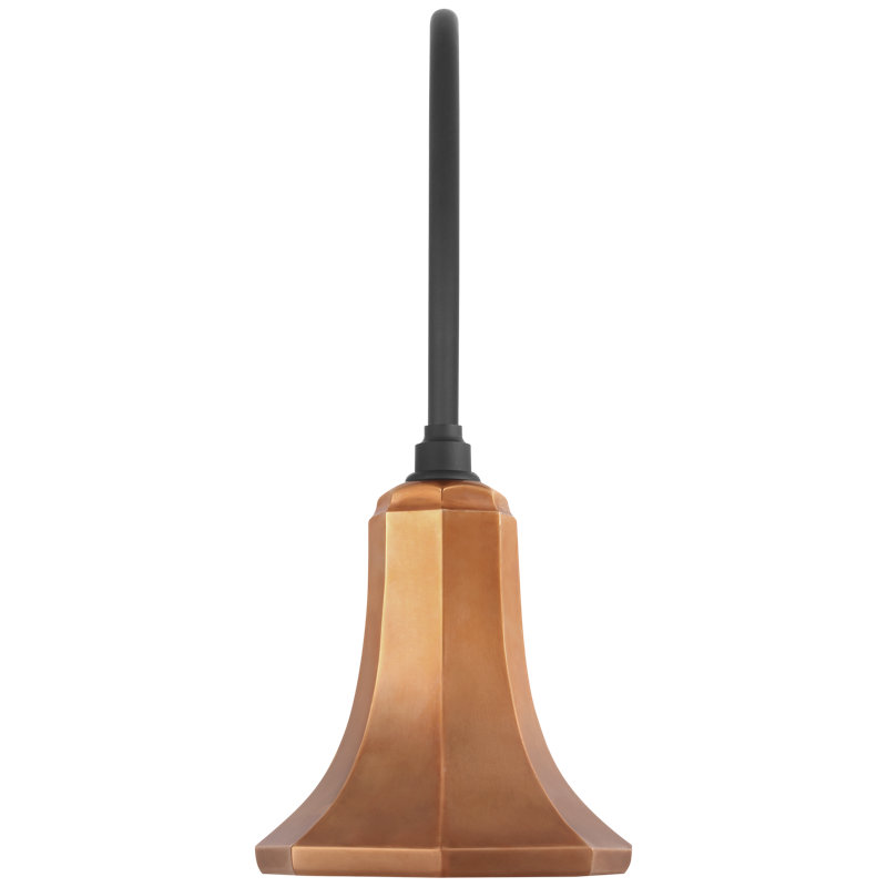 Thomas O'Brien, "Academy 19.5" Arched Mack Barn Light in Matte Black with 9.25" White Savannah Shade, Soft Copper
