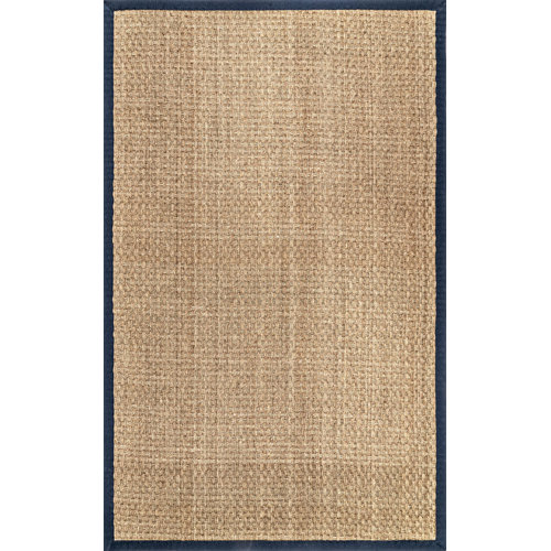 Bay Isle Home Berke Checkered Weave Seagrass Indoor/Outdoor Navy Border ...
