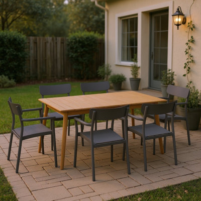7Pc Outdoor Patio FSC Wood Dining Set