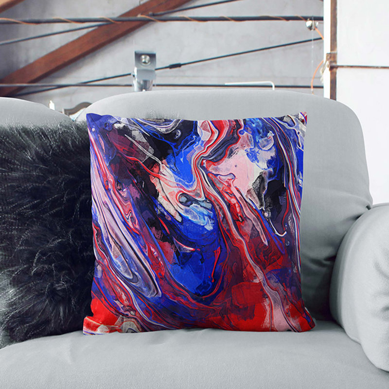 Abstract Square Throw Cushion, 55cm H x 55cm W x 20cm D, White