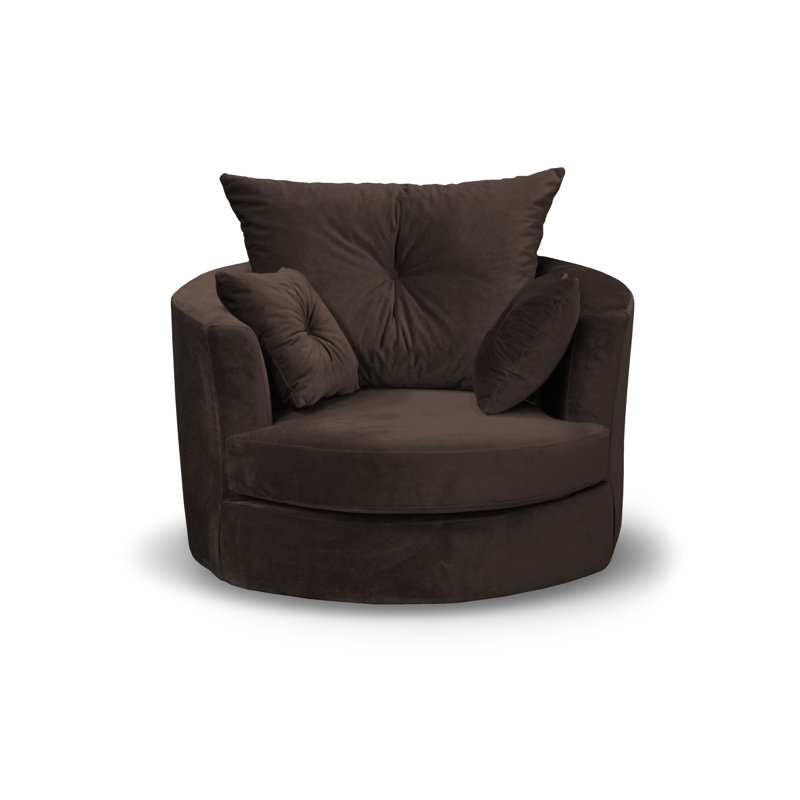 Bilbo Upholstered Swivel Barrel Chair, Brown