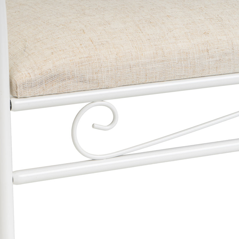Dedman Linen Upholstered Bench, White/Beige